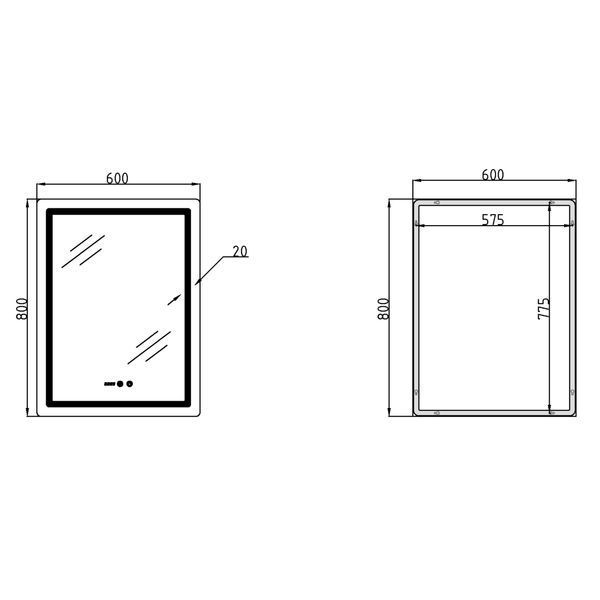 Дзеркало Qtap Mideya (MI2) 600х800 з годинником, з LED-підсвічуванням Touch, з антизапотіванням, димером, рег. яскравості QTMID100080049267 фото