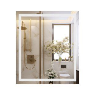 Дзеркало Qtap Mideya 700х800 з LED-підсвічуванням Touch, з антизапотіванням, з годинником, димером, рег. яскравості QT2078DCF7080W фото