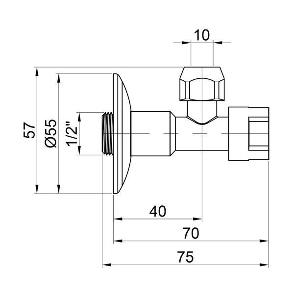 Кран приборный буксовый Icma 10х1/2" угловой №520 фото