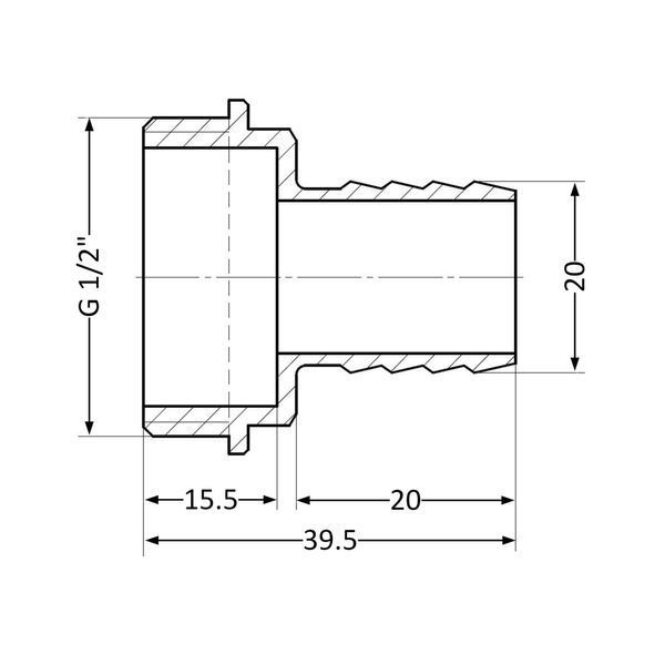 Штуцер для шланга 1/2"Н х 20 мм латунный SD Plus SD4271520 фото