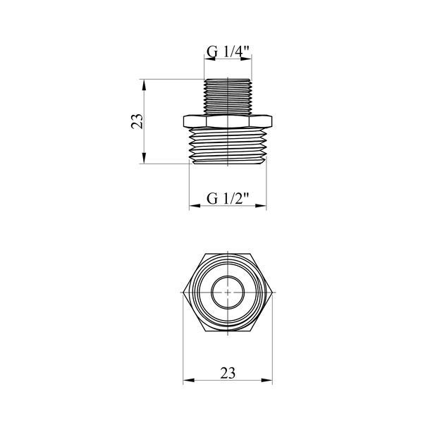 Ніпель перехідний Karro 1/2"х1/4" ЗЗ нікельований KR-3114 фото