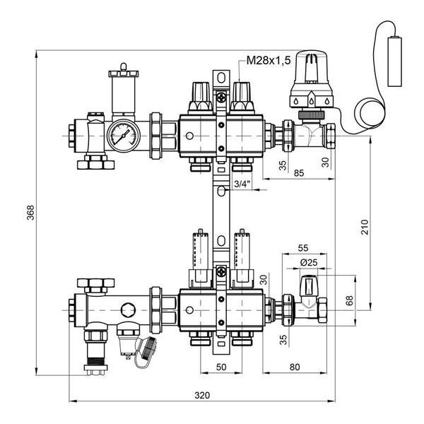 Коллекторная группа Icma 3/4" 2 выхода, с расходомером №A3K013 фото