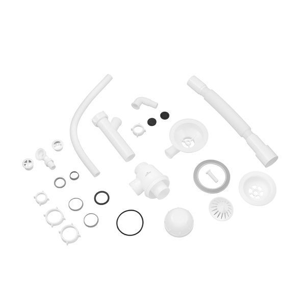 Сифон для кухонної мийки Kroner KRP KS02R-1WHI 3 1/2"х40/50 мм з відводом для пральної машини, з круглим переливом фото