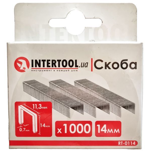 Скоби для степлера 14 мм (1000 шт) 11.3х0.7 мм Intertool RT-0114 фото