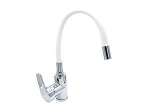 Змішувач для кухонної мийки MILLZ бокова ручка MZJ 71-DW-A182-40 WHITE гнучкий білий гусак фото