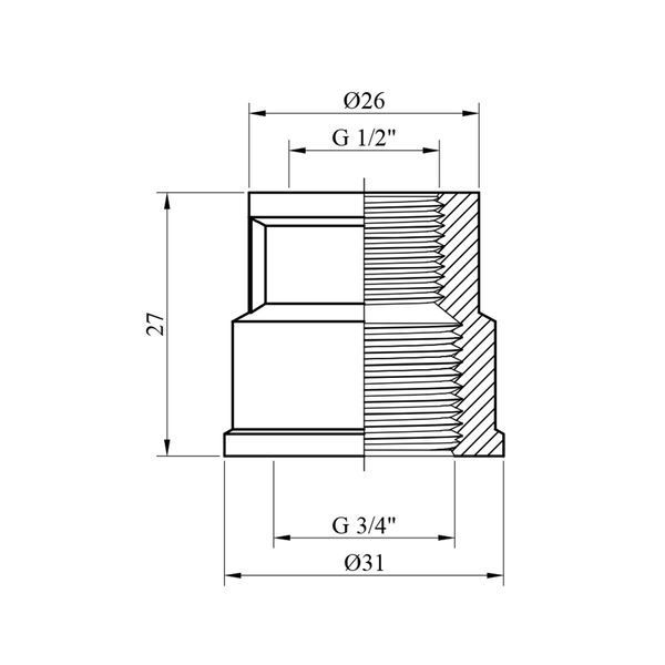 Муфта перехідна STA "Premium" 3/4"х1/2" ВВ нікельована фото