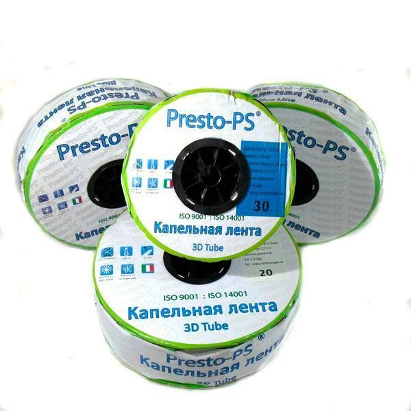 Крапельна стрічка Presto-PS емітерна 3D Tube крапельниці через 30 см, витрата 2.7 л/год, довжина 1000 м (3D-30-1000) фото