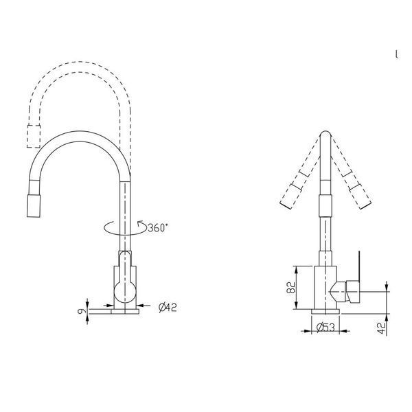 Смеситель для кухни Brinex Pure 015F3 с гибким изливом Nickel/Grey BRIPUR015F3NKG фото
