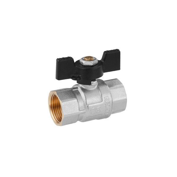 Кран шаровой Kroner 3/4" ВВ PN40 бабочка, никелированный фото
