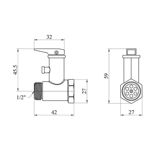 Запобіжний клапан для бойлера Karro 1/2" ВЗ з ручкою нікельований KR-88143 (6 bar) фото