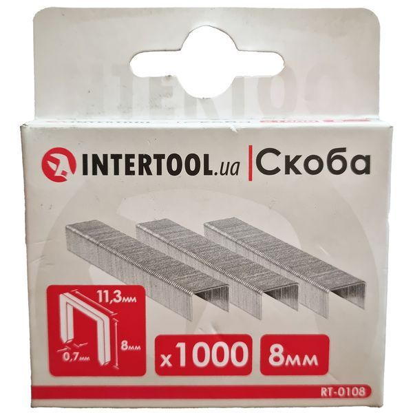 Скоби для степлера 8 мм (1000 шт) 11.3х0.7 мм Intertool RT-0108 фото