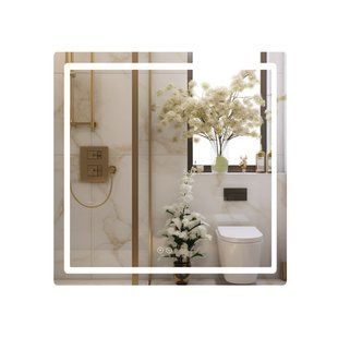 Дзеркало Qtap Mideya 800x800 з LED-підсвічуванням Touch, з антизапотіванням, з годинником, димером, рег. яскравості QT2078NCF8080W фото