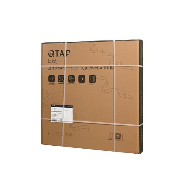 Дзеркало Qtap Mideya (MI1) 800x800 з LED-підсвічуванням Touch, з антизапотіванням, димером, рег. яскравості QT2078NCF808048477 фото
