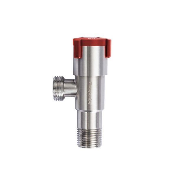 Кран кутовий Aquastrong V2 Red M1/2 х M1/2 (V200) нержавіюча сталь фото