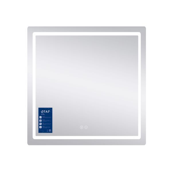 Зеркало Qtap Mideya 800x800 с LED-подсветкой Touch, с антизапотеванием, с часами, диммером, рег. яркости QT2078NCF8080W фото