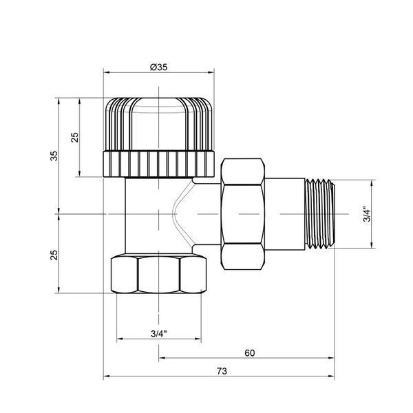 Кран радиаторный Icma 3/4" 28х1,5 угловой №774 фото