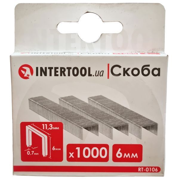 Скоби для степлера 6 мм (1000 шт) 11.3х0.7 мм Intertool RT-0106 фото