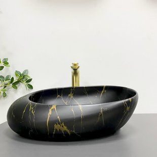 Умивальник (раковина) VBI VALIANO MARBLE BLACK MATT накладний фото