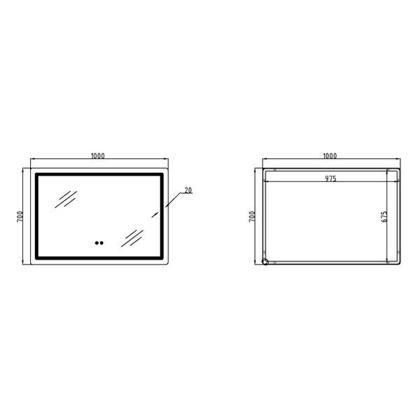 Зеркало Qtap Mideya 1000х700 с LED-подсветкой Touch, с антизапотеванием, с часами, диммером, рег. яркости QT2078NCF10070W фото