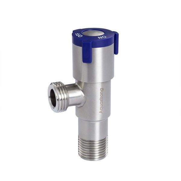 Кран кутовий Aquastrong V2 Blue M1/2 х M1/2 (V201) нержавіюча сталь фото