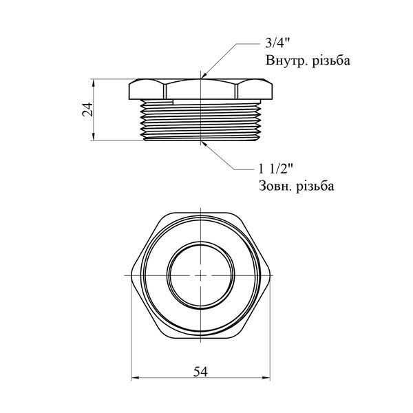 Футорка посилена LexLine 1 1/2"х3/4" ЗВ нікельована НК0724-Вн фото