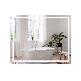 Дзеркало Qtap Mideya (DC-F910) 1000х800 з LED-підсвічуванням Touch, з антизапотіванням, з годинником, димером, рег. яскравості QT2078F910W фото