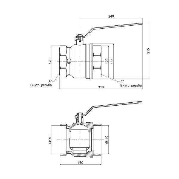 Кран кульовий 4" ВВ для води (важіль) SD Plus SD600W100 фото