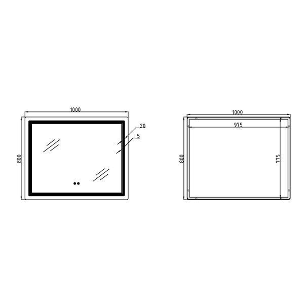 Дзеркало Qtap Cardinal (CA2) 1000х800 з LED-підсвічуванням Touch, з антизапотіванням, з димером, рег. темп. кольору (3000-6500K) QT0478C1008048455 фото