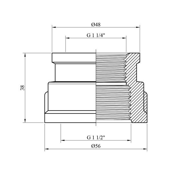 Муфта перехідна посилена LexLine 1 1/4"х1 1/2" ВВ нікельована НК0307-Вн фото