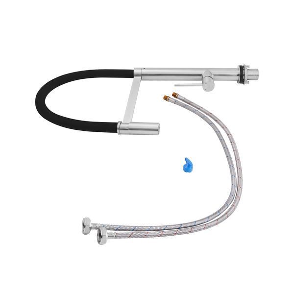 Змішувач для кухні Qtap Katuska з гнучким виливом QTKTS91103AN Brushed Nickel PVD фото