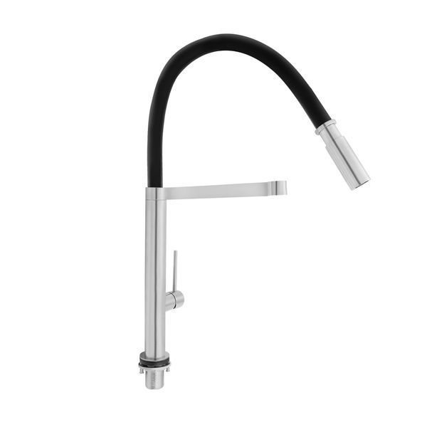 Змішувач для кухні Qtap Katuska з гнучким виливом QTKTS91103AN Brushed Nickel PVD фото