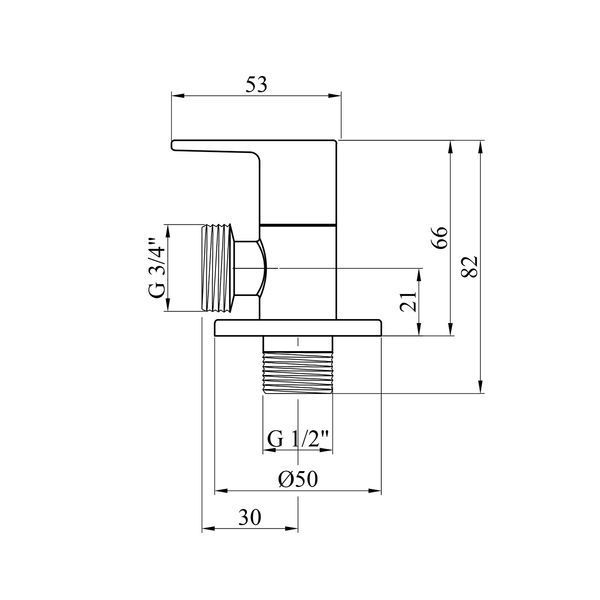 Кран приладовий для підключення Karro 1/2"х3/4" ЗЗ хромований KR-3129 фото