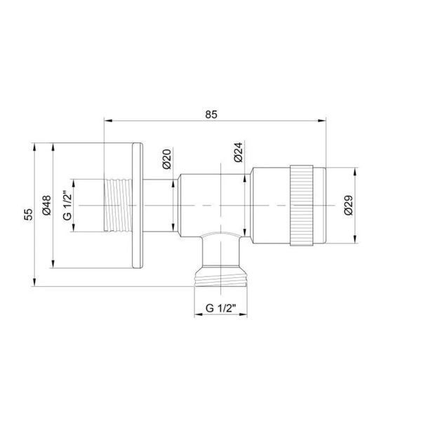 Кран угловой Thermo Alliance Standart 1/2"НН нерж., с керам. буксой TAS347W1515SS фото
