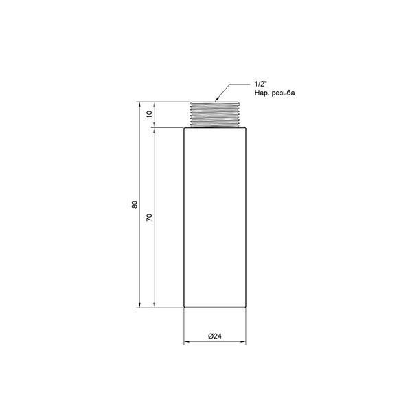 Удлинитель 1/2" 70 мм (7 см) хром латунь SD Plus SD1301570 фото