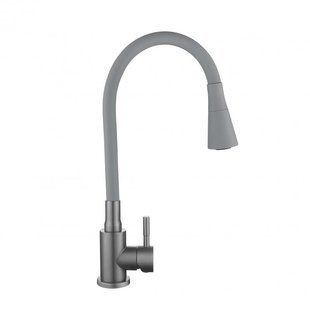 Смеситель для кухни с гибким изливом на 2 режима Lidz Aria 015F31 графит/серый фото