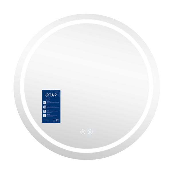 Дзеркало Qtap Mideya R800 з LED-підсвічуванням Touch, з антизапотіванням, з годинником, димером, рег. яскравості QT2078NCR8080W фото