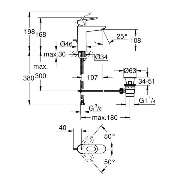 Змішувач для раковини Grohe BauLoop M-Size 23762000 фото
