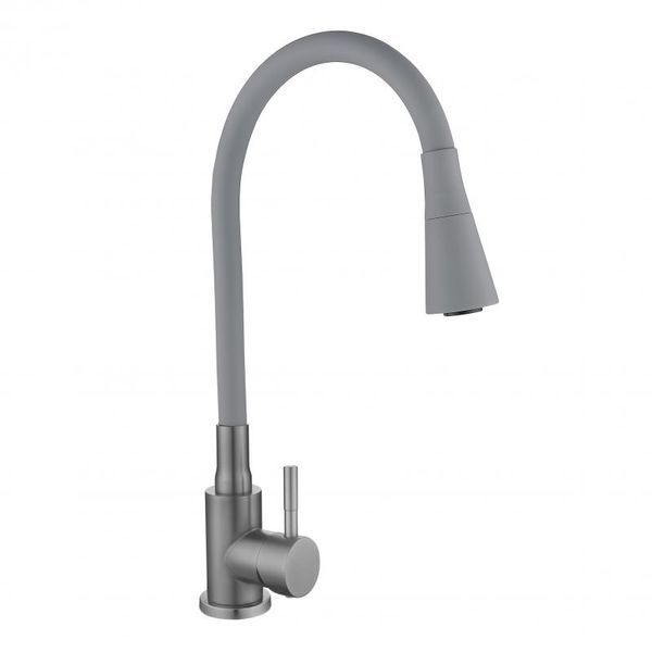 Смеситель для кухни с гибким изливом на 2 режима Lidz Aria 015F31 графит/серый фото