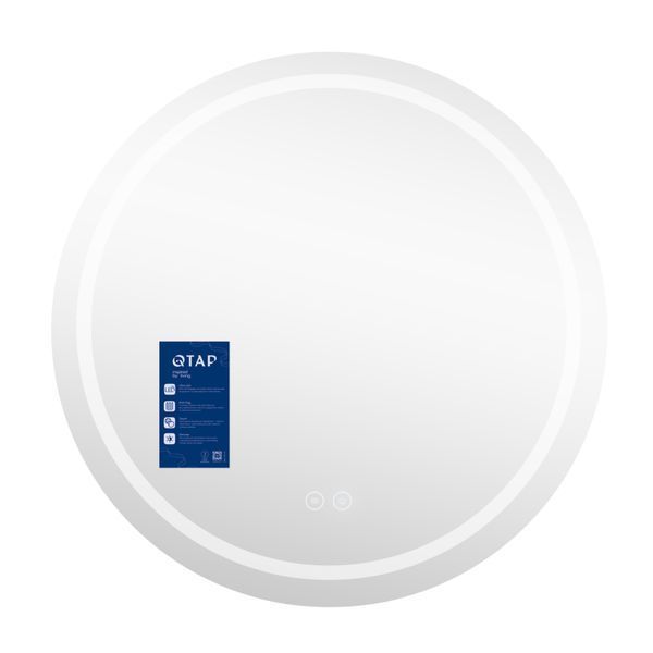 Дзеркало Qtap Mideya R800 з LED-підсвічуванням Touch, з антизапотіванням, з годинником, димером, рег. яскравості QT2078NCR8080W фото