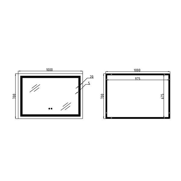 Дзеркало Qtap Cardinal 1000х700 з LED-підсвічуванням Touch, з антизапотіванням, з димером, рег. темп. кольору (3000-6500K) QT0478C10070 фото