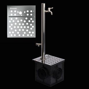 Садова колонка кругла 50 мм. ТМ "Rivnyna" Light 2 крани + дрен. модуль, решітка "Коло" фото