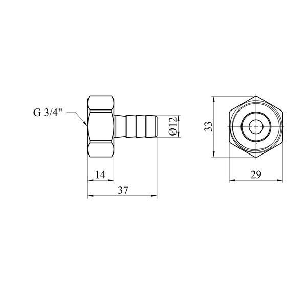 Штуцер Karro 3/4" РВ, D=12 мм нікельований KR-820 фото