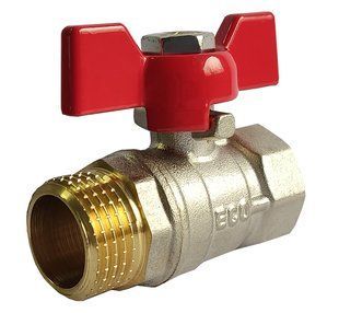 Кран шаровой 1/2" НВ никель красная бабочка ЕСО фото