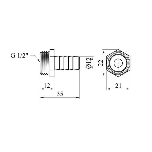 Штуцер Karro 1/2" РЗ, D=12 мм нікельований KR-821 фото