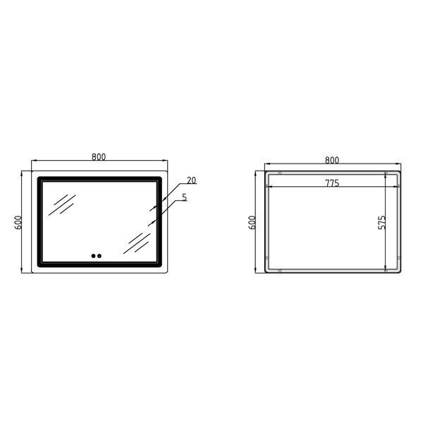 Дзеркало Qtap Cardinal (CA2) 800х600 з LED-підсвічуванням Touch, з антизапотіванням, з димером, рег. темп. кольору (3000-6500K) QT0478C806048457 фото