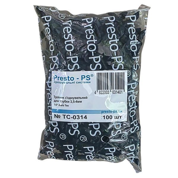 Тройник для трубки 3.5-4 мм (100 шт) Presto-PS (TC-0314) фото