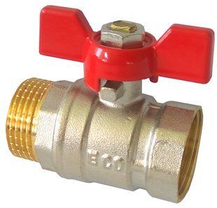 Кран шаровой 3/4" НВ никель красная бабочка ЕСО 16/160 фото