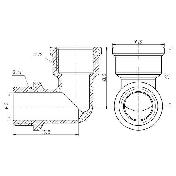 Кутик латунний 1/2" ВЗ хромований Thermo Alliance SF372H15 фото