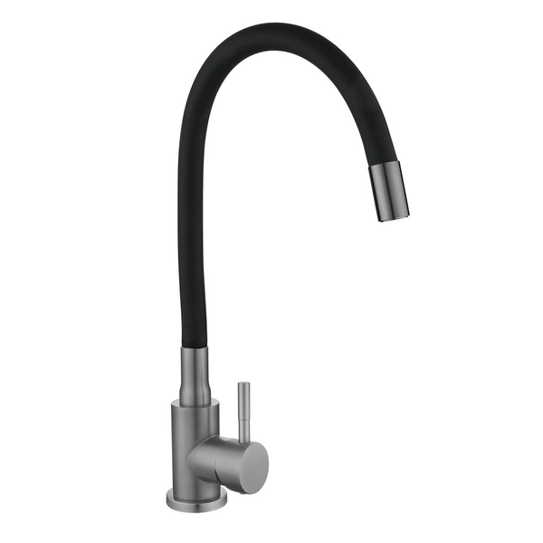 Смеситель для кухни с гибким изливом Lidz Aria 015F3 графит/черный фото