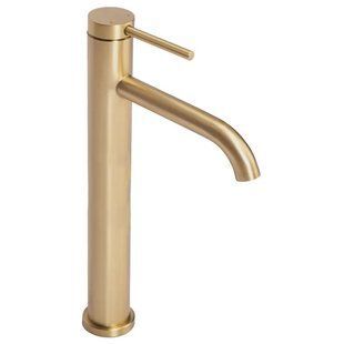 Змішувач для раковини (умивальника) REA CLIF BRUSHED GOLD золотий матовий високий фото